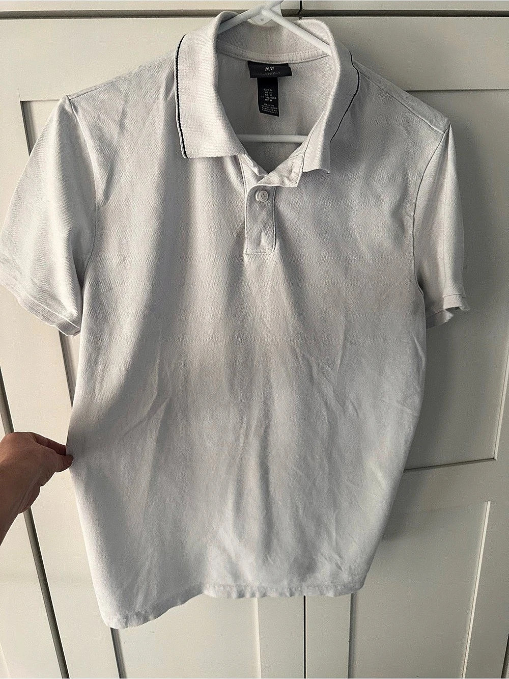 H&Medium Slim Fit Cotton Polo Shirt in White Size Medium